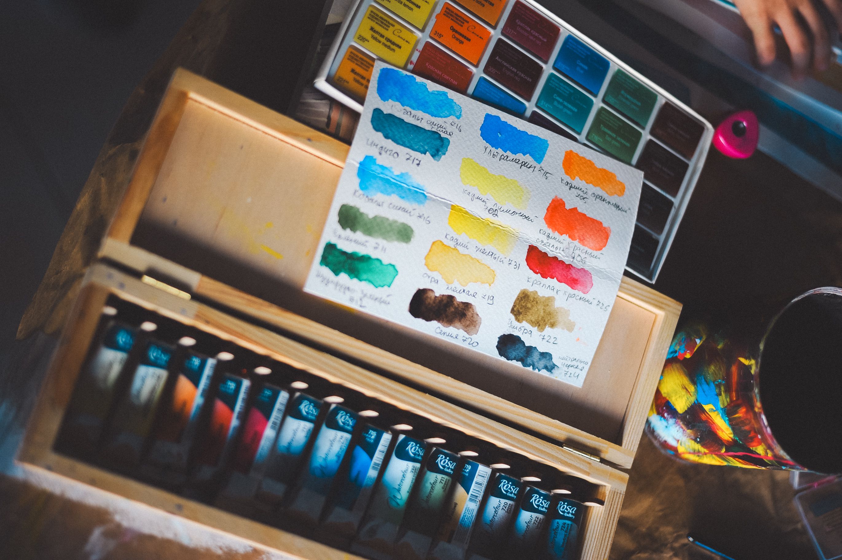 Color swatches and palette studies for a website branding project